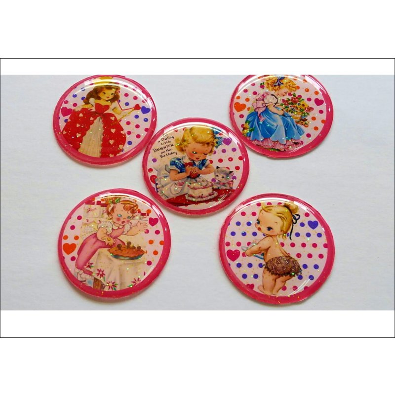 画像4: ラメ入り　ぷっくりシール♪　レトロガール(^_^)v　オリジナル