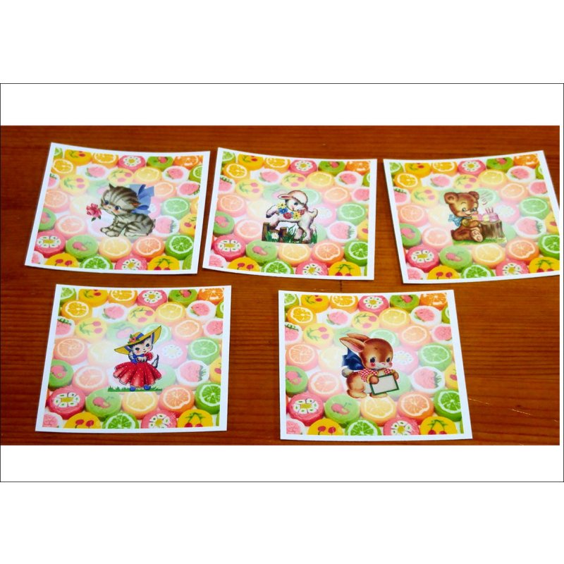 画像10: レトロ　穴あき封筒入り　光沢シールセット♪　オリジナル