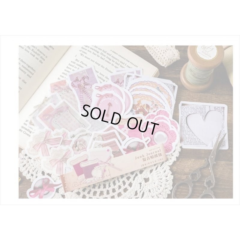 画像10: ジャンクジャーナルシールセット　ピンク　海外シール