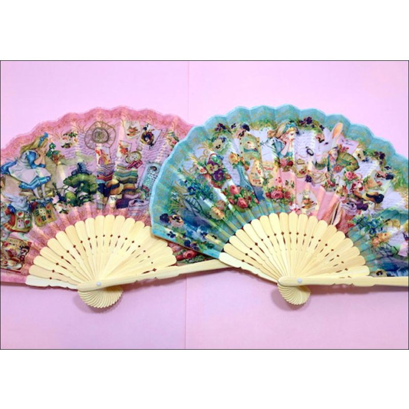 画像8: ★在庫一掃　処分品★　アリス柄　扇子　ブルー♪