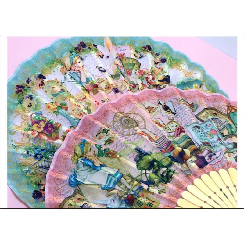 画像9: ★在庫一掃　処分品★　アリス柄　扇子　ブルー♪