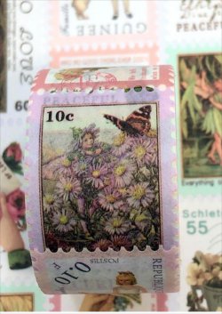 切手型💓花の妖精🌸ミシン目入り*海外マステ