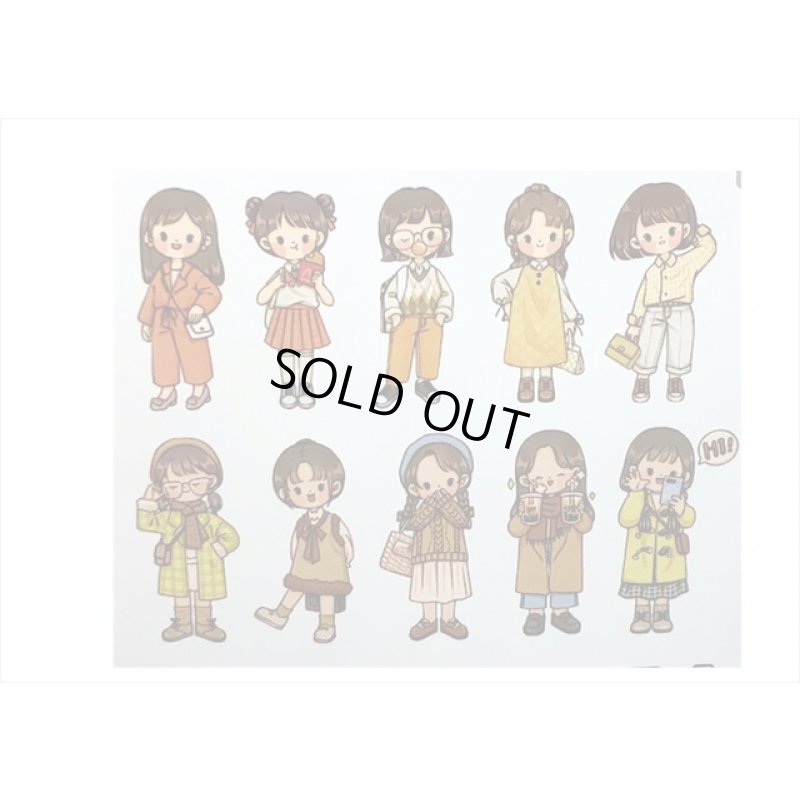 画像7: 女の子の春夏秋冬＊秋＊人物＊台紙も使える大きいシール＊20枚♪＊海外製