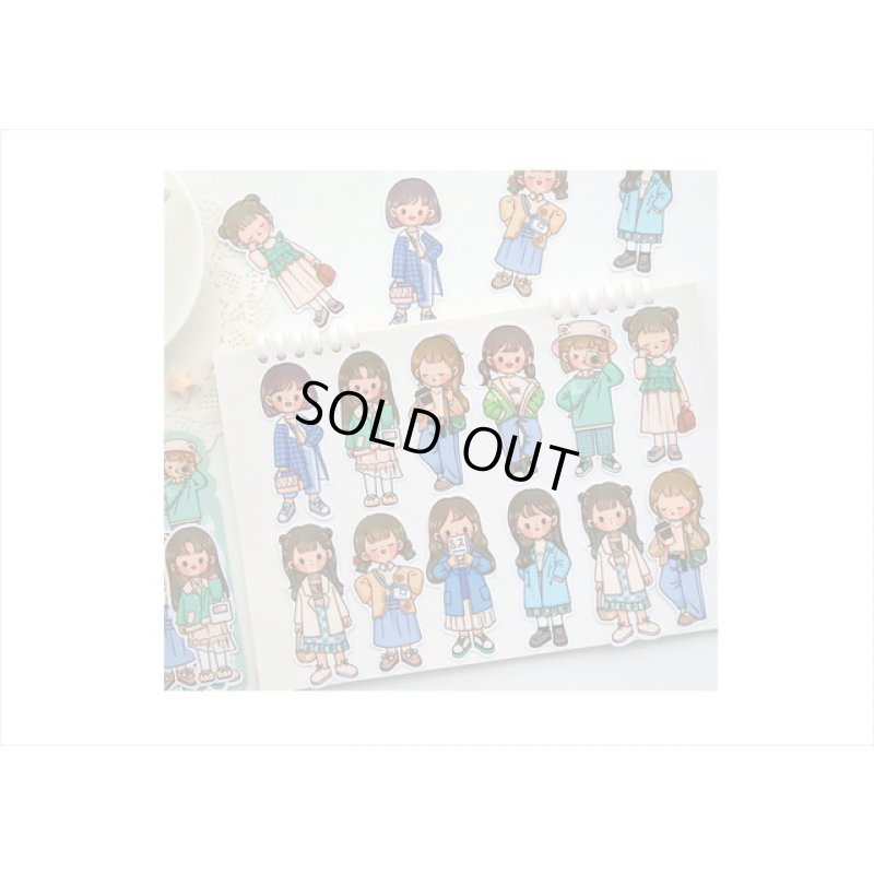 画像7: 女の子の春夏秋冬＊冬＊人物＊台紙も使える大きいシール＊20枚♪＊海外製