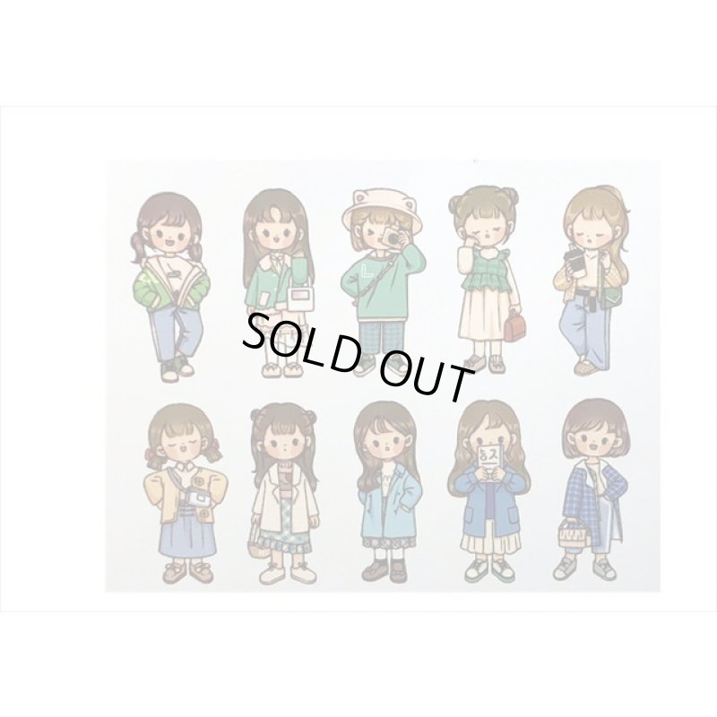 画像6: 女の子の春夏秋冬＊冬＊人物＊台紙も使える大きいシール＊20枚♪＊海外製