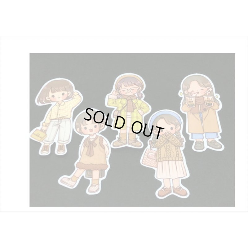 画像5: 女の子の春夏秋冬＊秋＊人物＊台紙も使える大きいシール＊20枚♪＊海外製