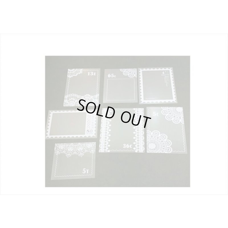 画像3: コラージュセット＊切手型＊ドイリーレース＊フレーム＊透明シール＆カード＊海外製