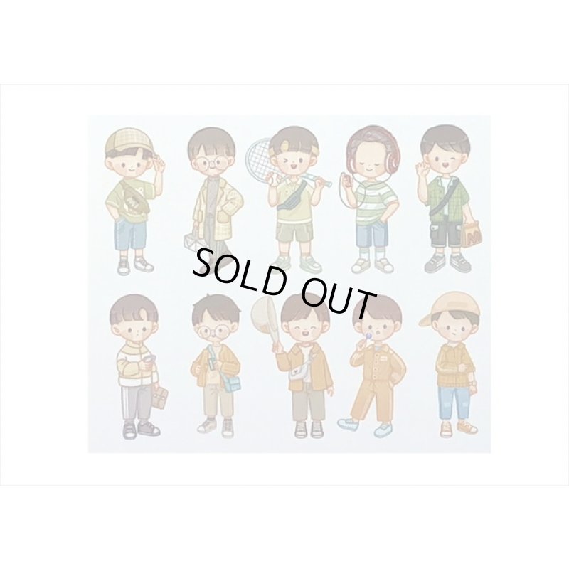 画像5: 男の子の春夏秋冬＊春＊人物＊防水＊台紙も使える大きいシール＊20枚♪＊海外製