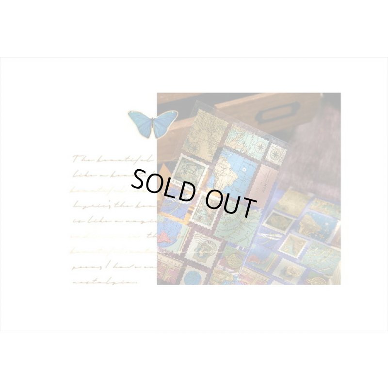 画像7: 金箔＊切手型シール＊世界地図＊2シート＊海外製