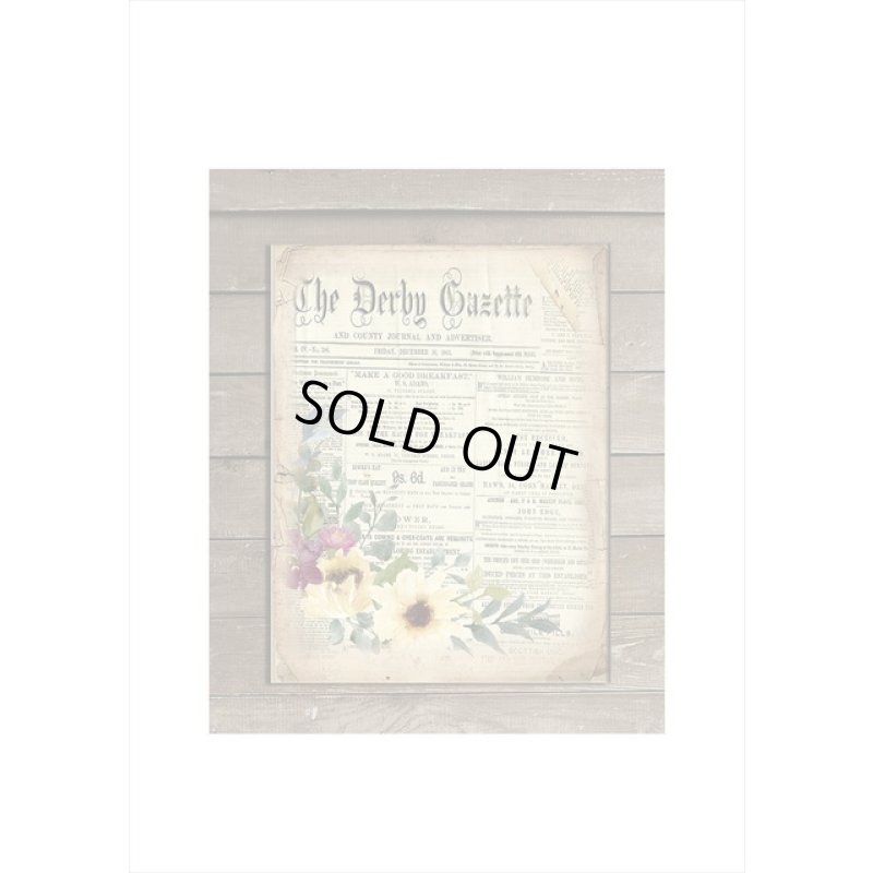 画像3: コラージュに最適♪花と英字新聞＊大きいシールセット＊4枚＊海外製