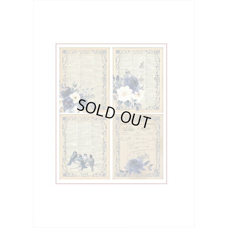 画像6: コラージュに最適♪ブルーフラワー＊大きいシールセット＊4枚＊海外製