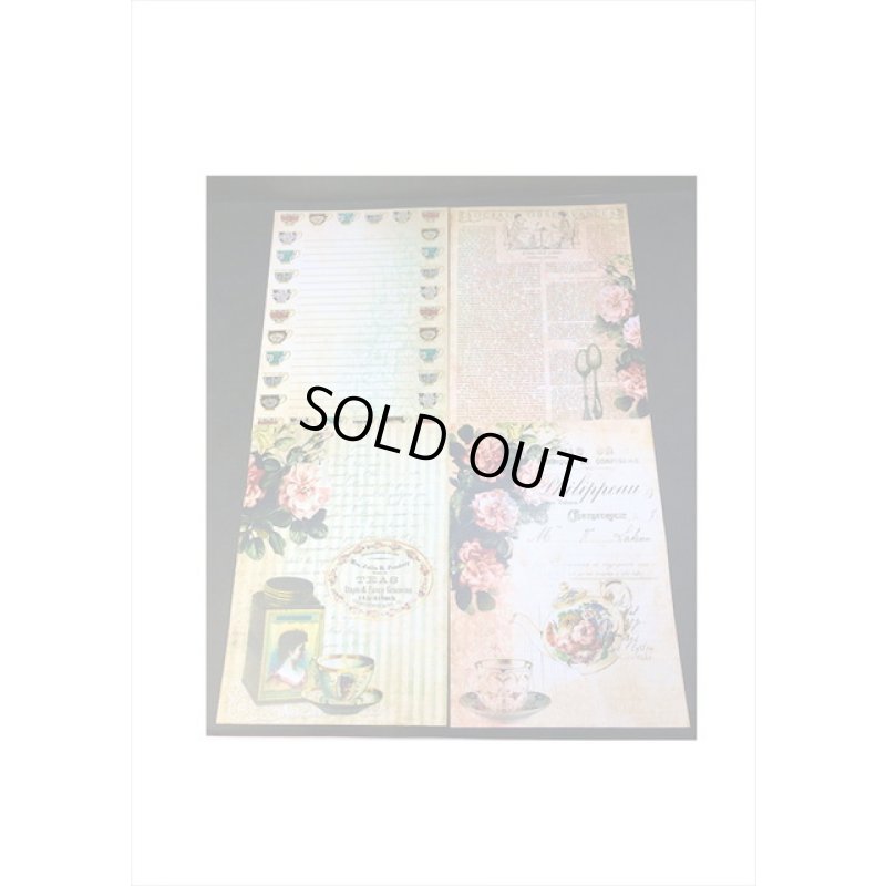 画像3: トレペ入りペーパーセット＊薔薇とティータイム＊柄違い8枚＊海外製
