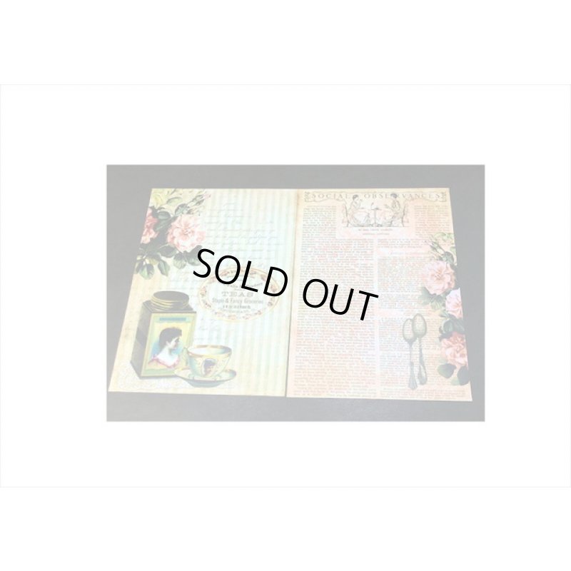 画像5: トレペ入りペーパーセット＊薔薇とティータイム＊柄違い8枚＊海外製