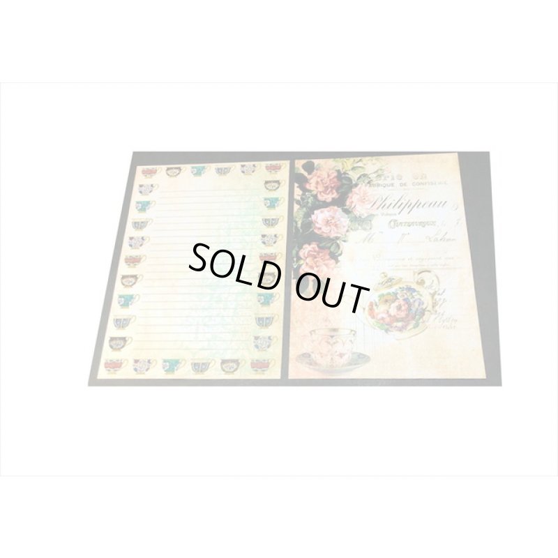画像4: トレペ入りペーパーセット＊薔薇とティータイム＊柄違い8枚＊海外製