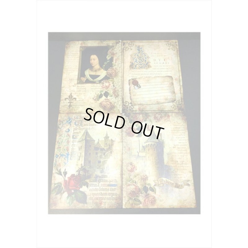 画像3: トレペ入りペーパーセット＊お城とバラ＊柄違い8枚＊海外製