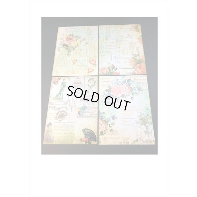 画像3: トレペ入りペーパーセット＊ヴィクトリア風＊柄違い8枚＊海外製