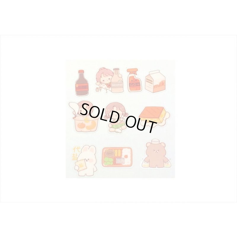 画像4: ウサギさんとクマさん＊お買い物・赤＊防水＊透明シール＊40枚＊海外製