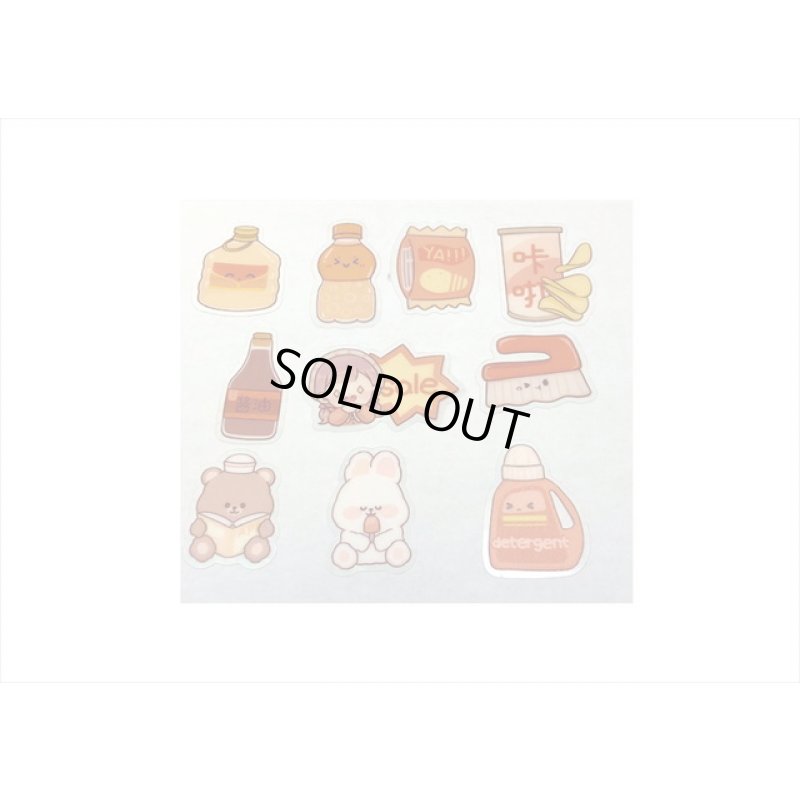 画像5: ウサギさんとクマさん＊お買い物・赤＊防水＊透明シール＊40枚＊海外製