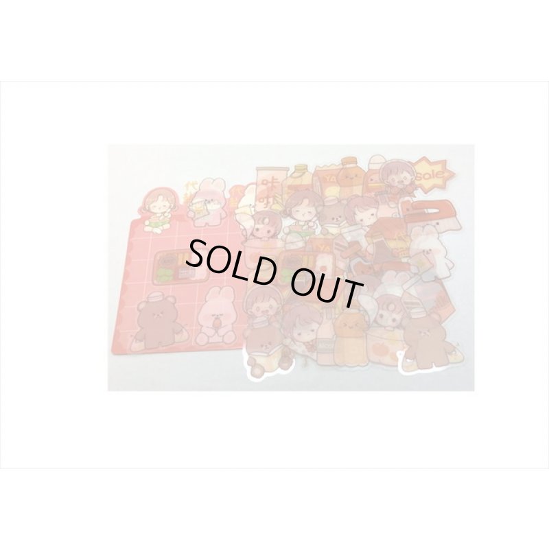 画像3: ウサギさんとクマさん＊お買い物・赤＊防水＊透明シール＊40枚＊海外製