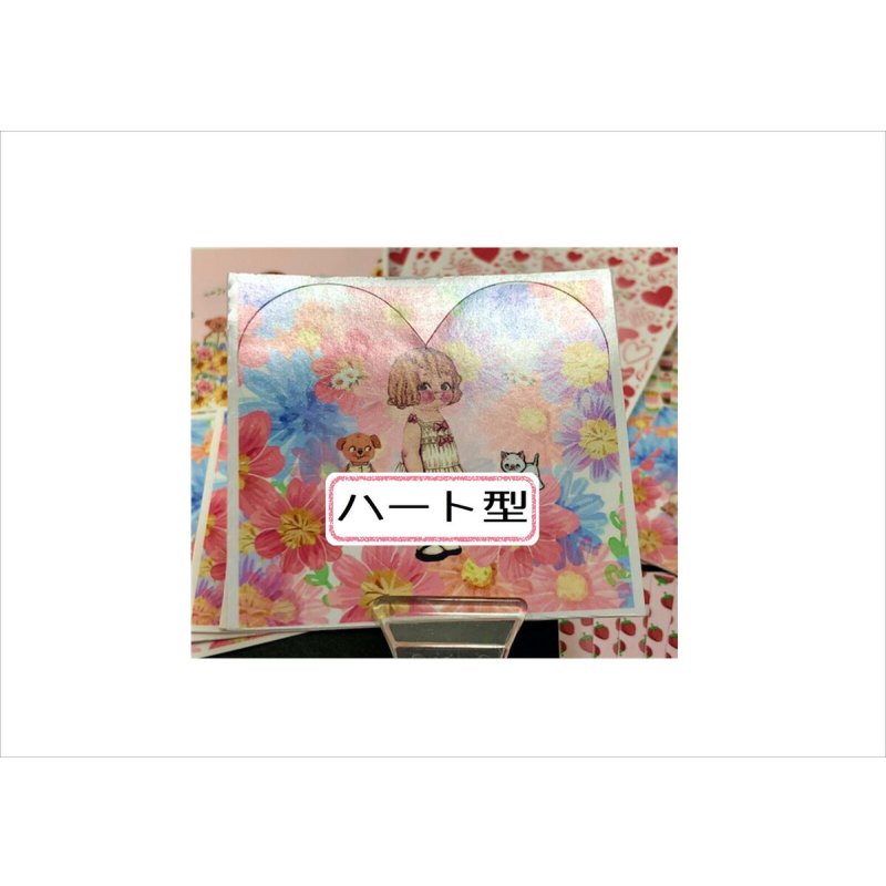 画像5: 💓穴あき封筒入り*ハート&花型*着せ替え人形*光沢シール*50枚💓オリジナル