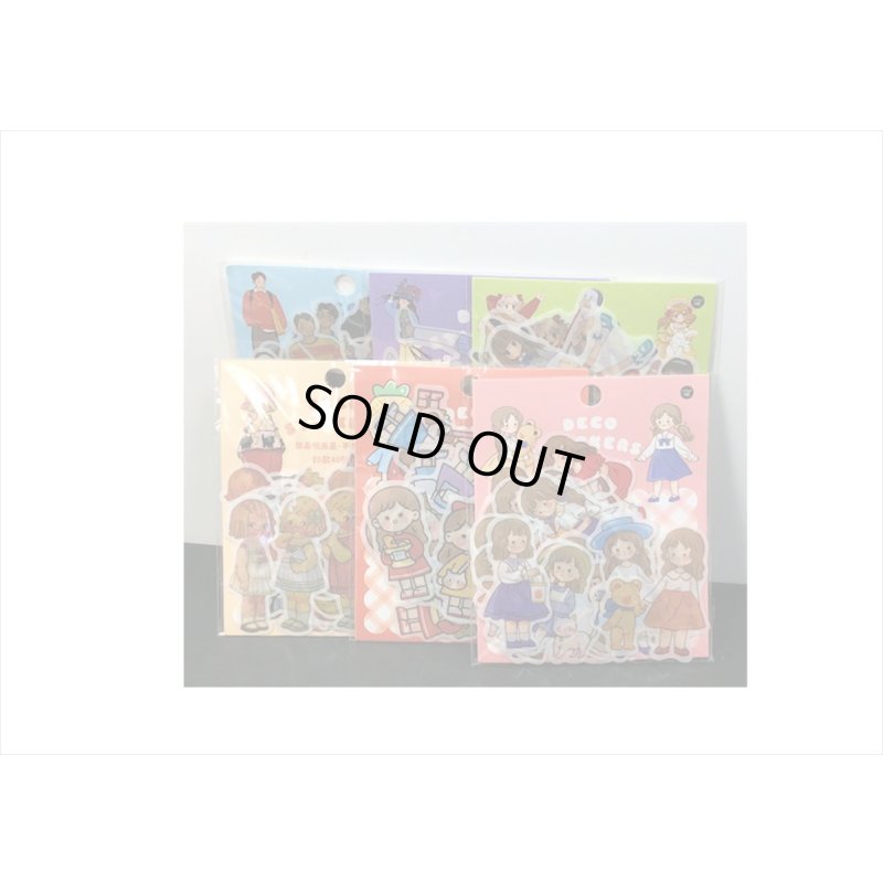 画像13: デコステッカー＊漫画少女＊女の子＊人物＊ダイカット＊和紙シール＊40枚＊海外製