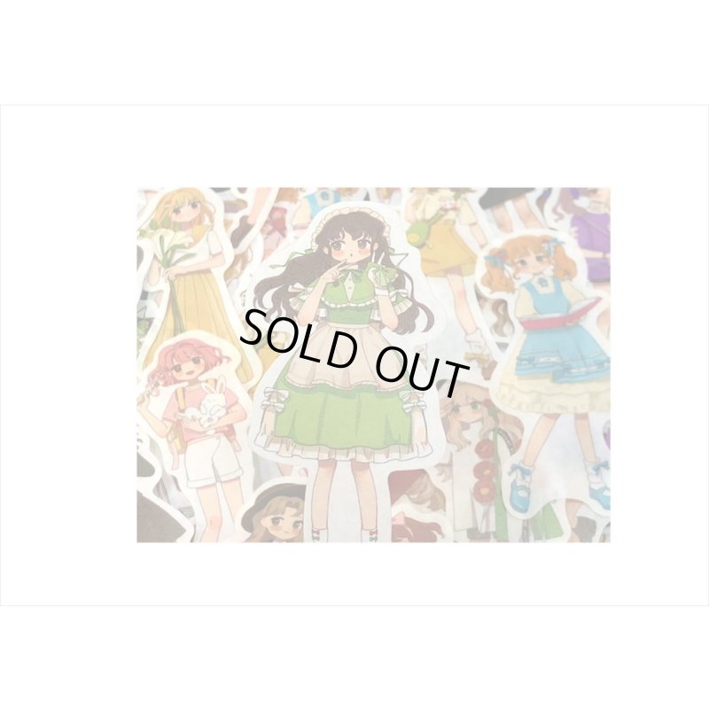 画像7: デコステッカー＊漫画少女＊女の子＊人物＊ダイカット＊和紙シール＊40枚＊海外製