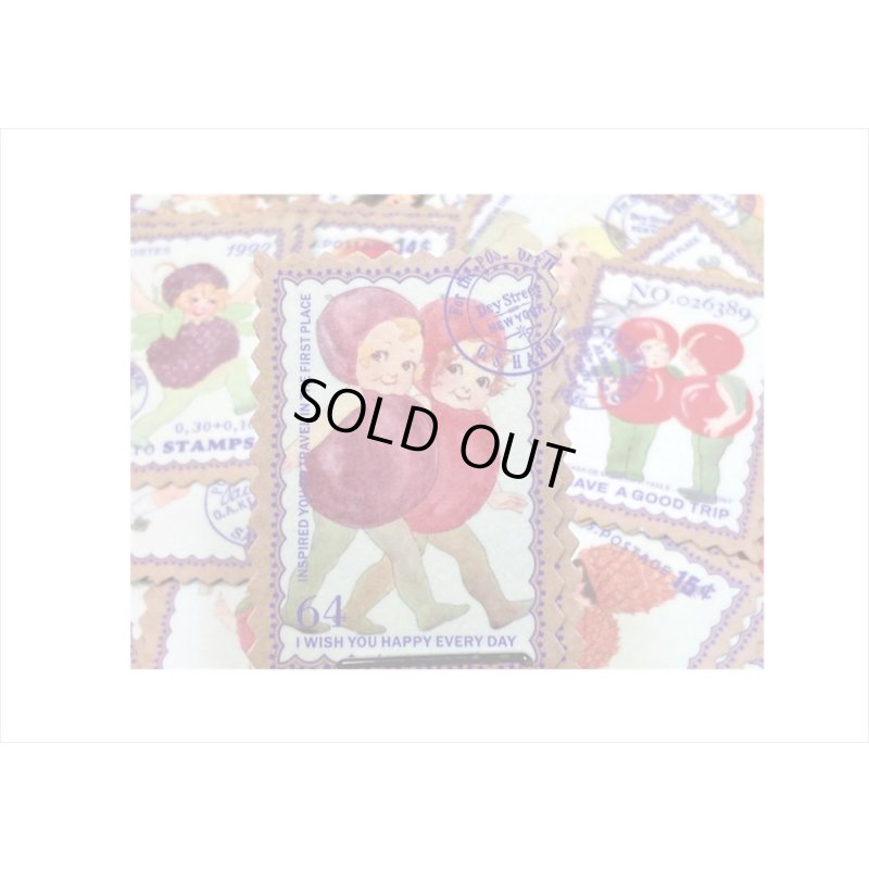 画像4: 小さなポスト＊切手型シール＊野菜っ子＊100枚＊箱入り＊海外製