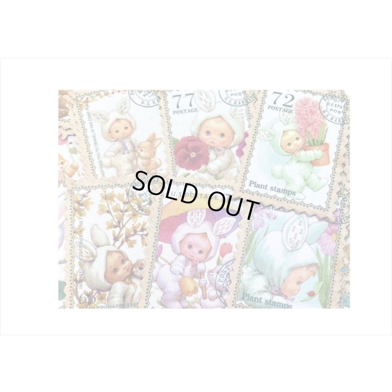 画像6: 小さなポスト＊切手型シール＊うさぎ🐰＊100枚＊箱入り＊海外製