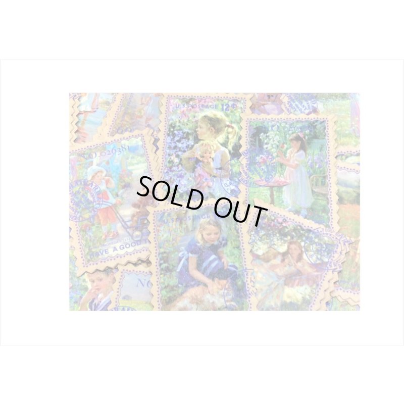 画像4: 小さなポスト＊切手型シール＊少女＊100枚＊箱入り＊海外製