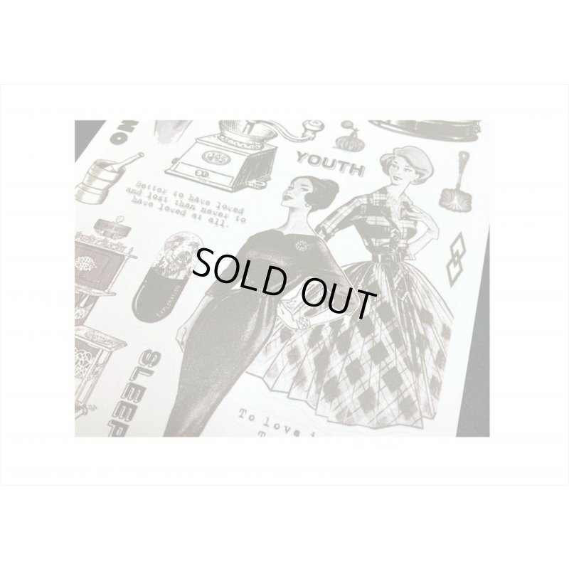 画像4: 大きなシール帳＊ブラック＊人物＊和紙シール＊20シート＊海外製