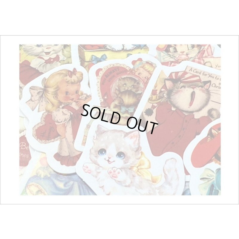 画像4: ピンク・ねこ＊レトロアニマル＊ダイカット＊光沢シール＊46枚＊箱入り＊海外製