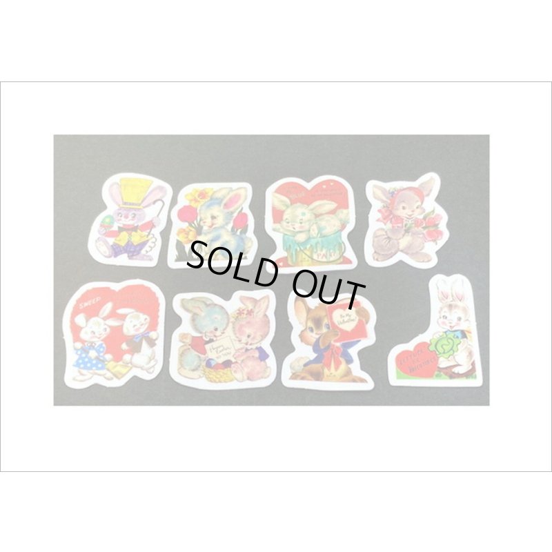 画像7: レッド・うさぎ＊レトロアニマル＊ダイカット＊光沢シール＊46枚＊箱入り＊海外製
