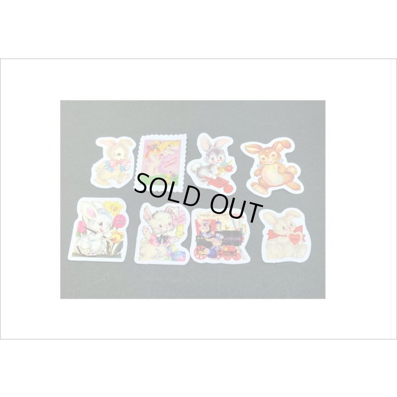 画像6: レッド・うさぎ＊レトロアニマル＊ダイカット＊光沢シール＊46枚＊箱入り＊海外製