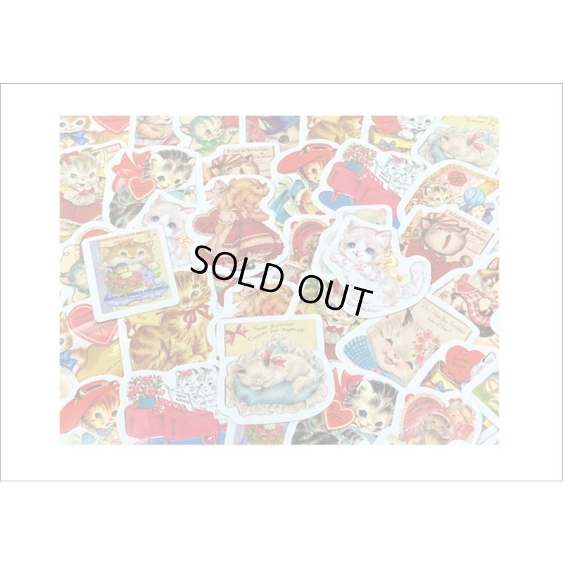 画像3: ピンク・ねこ＊レトロアニマル＊ダイカット＊光沢シール＊46枚＊箱入り＊海外製