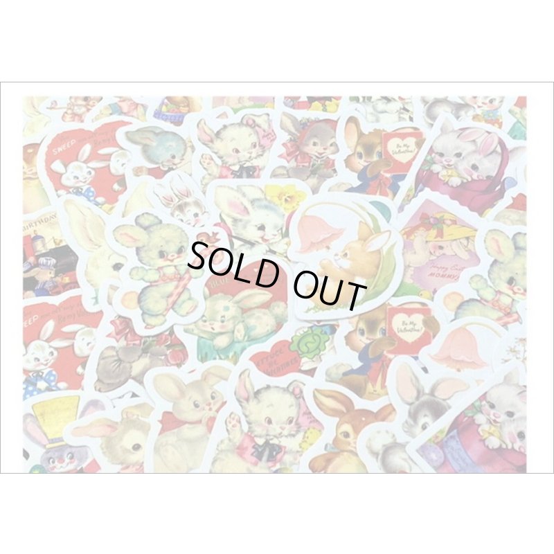 画像3: レッド・うさぎ＊レトロアニマル＊ダイカット＊光沢シール＊46枚＊箱入り＊海外製