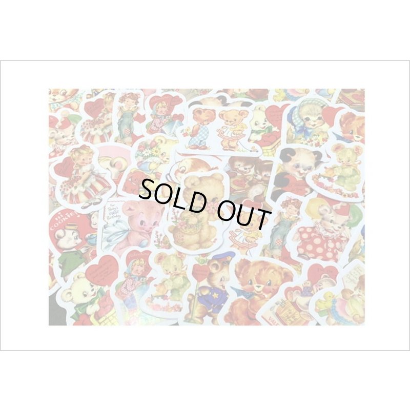 画像3: ブラウン・くま＊レトロアニマル＊ダイカット＊光沢シール＊46枚＊箱入り＊海外製