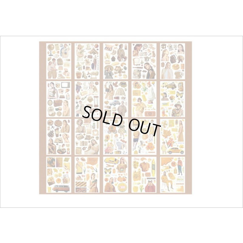 画像9: 大きなシール帳＊ブラウン＊人物＊和紙シール＊20シート＊海外製