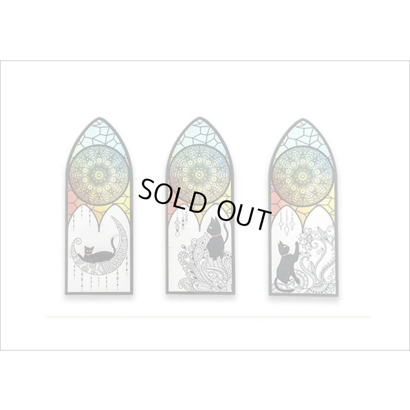 画像7: ネコ好きさんへ💓教会♰ステンドグラス風ブックマーク＊黒ねこ＊防水＊海外製