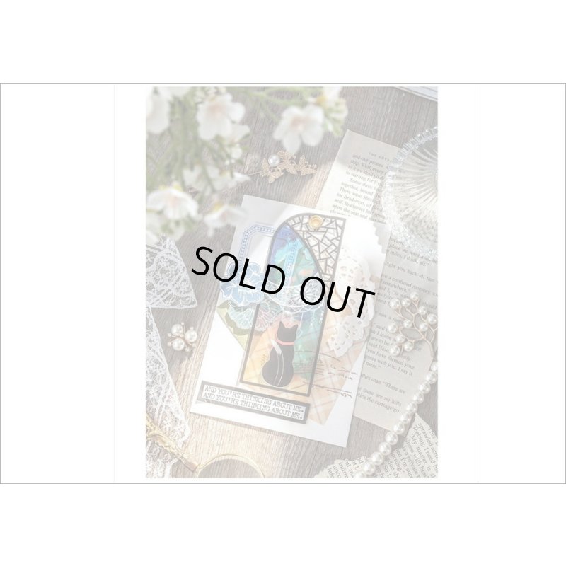 画像17: ネコ好きさんへ💓教会♰ステンドグラス風ブックマーク＊黒ねこ＊防水＊海外製