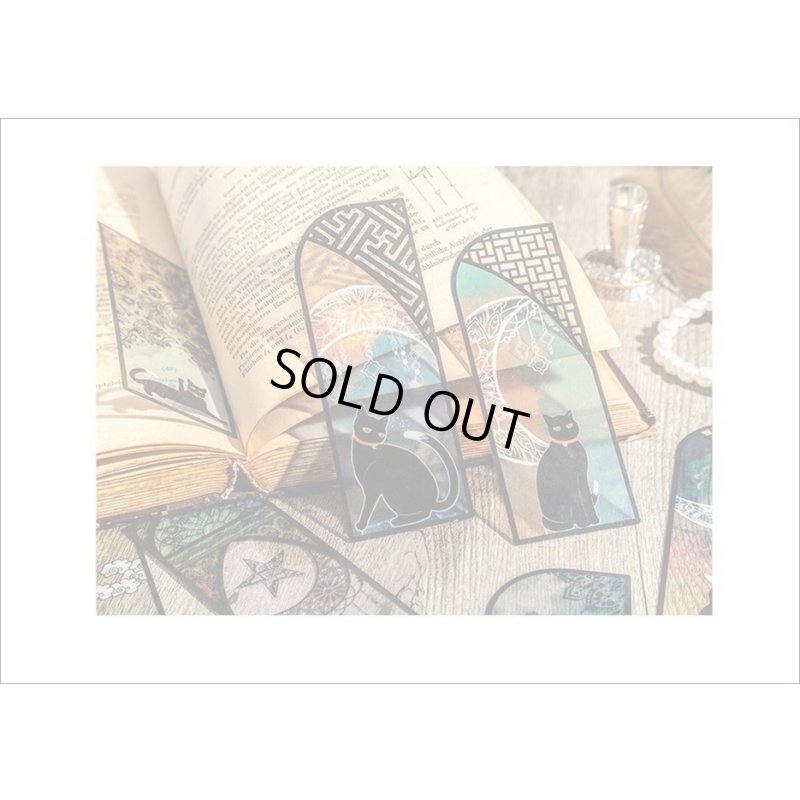 画像15: ネコ好きさんへ💓教会♰ステンドグラス風ブックマーク＊黒ねこ＊防水＊海外製