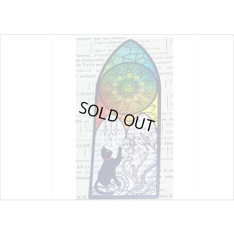 画像6: ネコ好きさんへ💓教会♰ステンドグラス風ブックマーク＊黒ねこ＊防水＊海外製