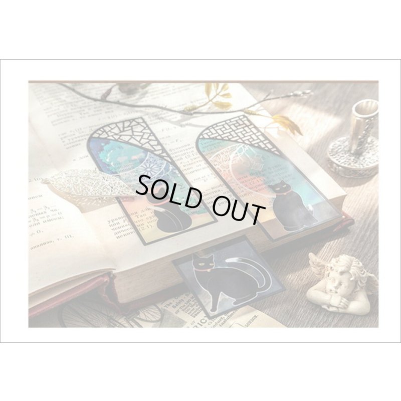 画像10: ネコ好きさんへ💓教会♰ステンドグラス風ブックマーク＊黒ねこ＊防水＊海外製