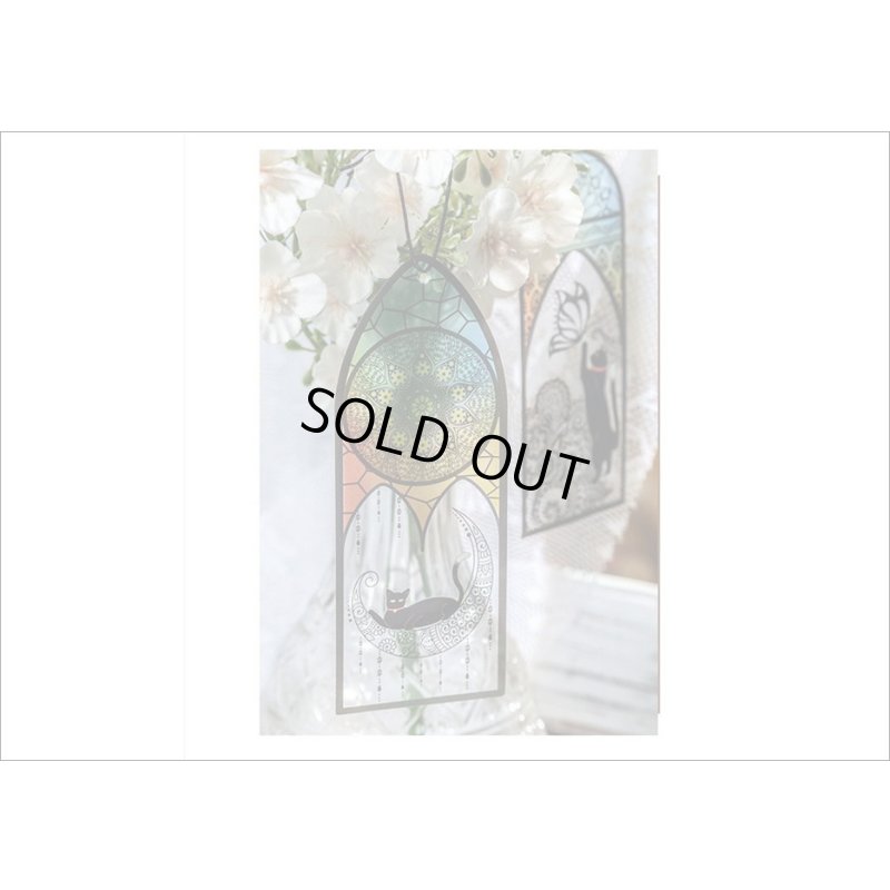 画像14: ネコ好きさんへ💓教会♰ステンドグラス風ブックマーク＊黒ねこ＊防水＊海外製