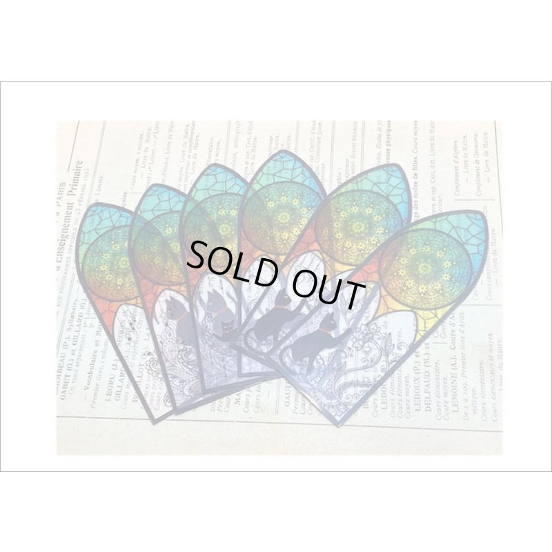 画像3: ネコ好きさんへ💓教会♰ステンドグラス風ブックマーク＊黒ねこ＊防水＊海外製