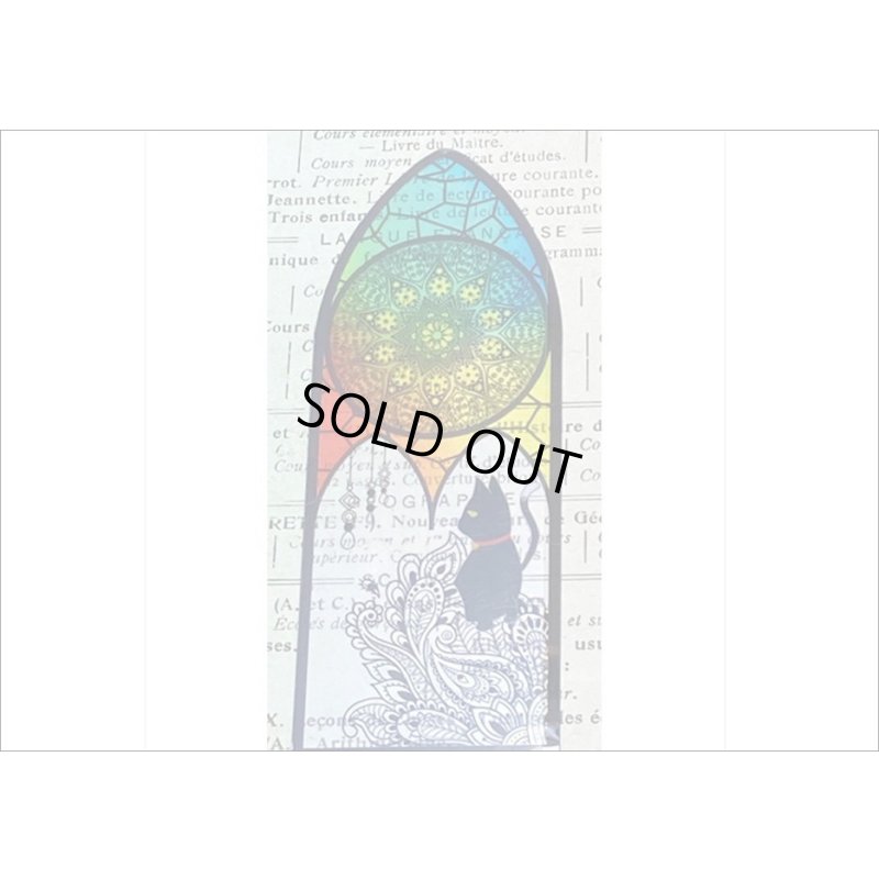 画像5: ネコ好きさんへ💓教会♰ステンドグラス風ブックマーク＊黒ねこ＊防水＊海外製