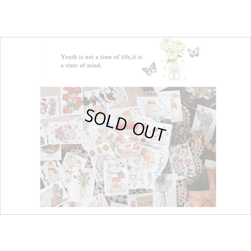 画像10: ミニ♪和紙シールブック＊アニマルフラワー🐰＊柄違い50枚＊ 海外製