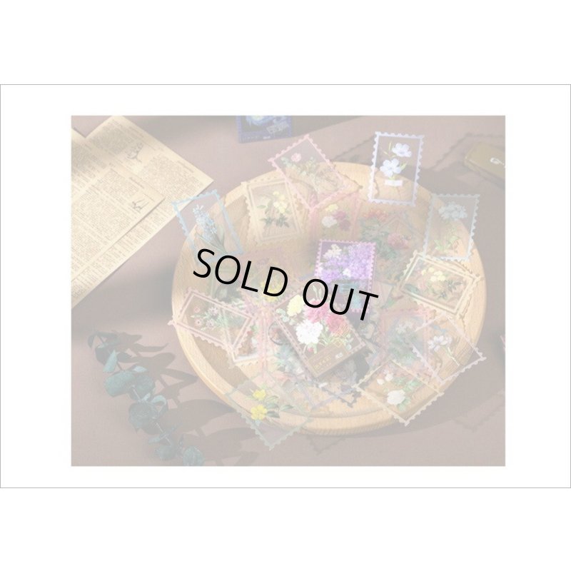 画像15: 切手型フレーム付＊グリーン・花の妖精＊PETシール＊50枚＊箱入り＊海外製