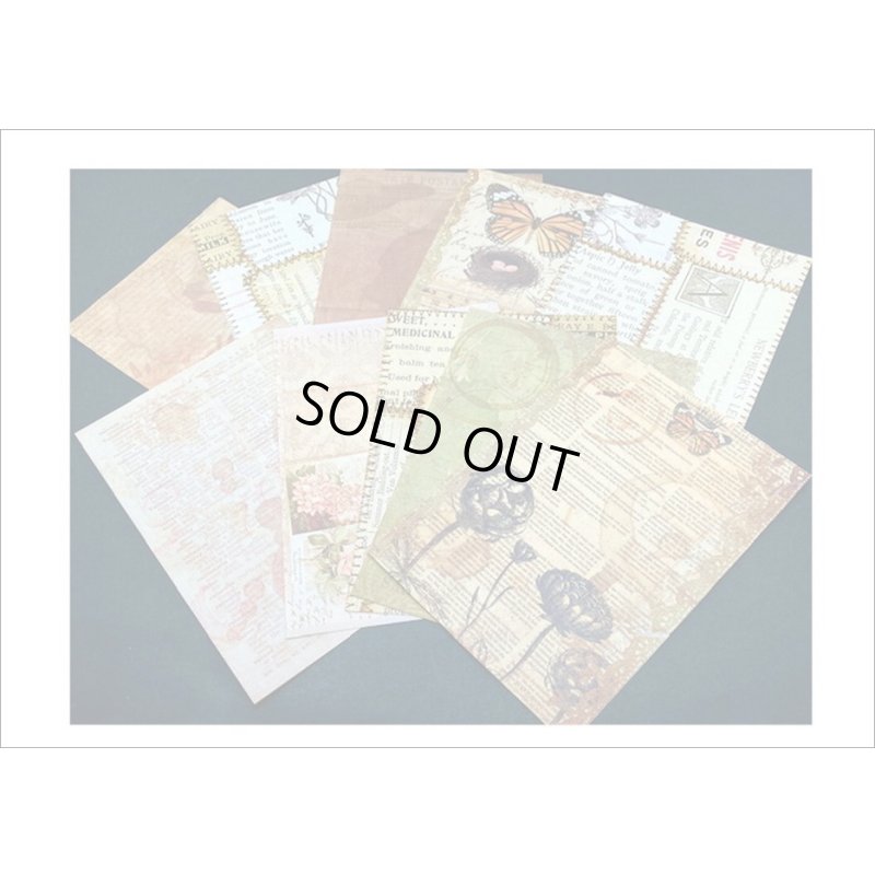 画像4: コーヒー染め風＊2種のペーパーセット＊カプチーノ・バタフライ＊20枚＊海外製