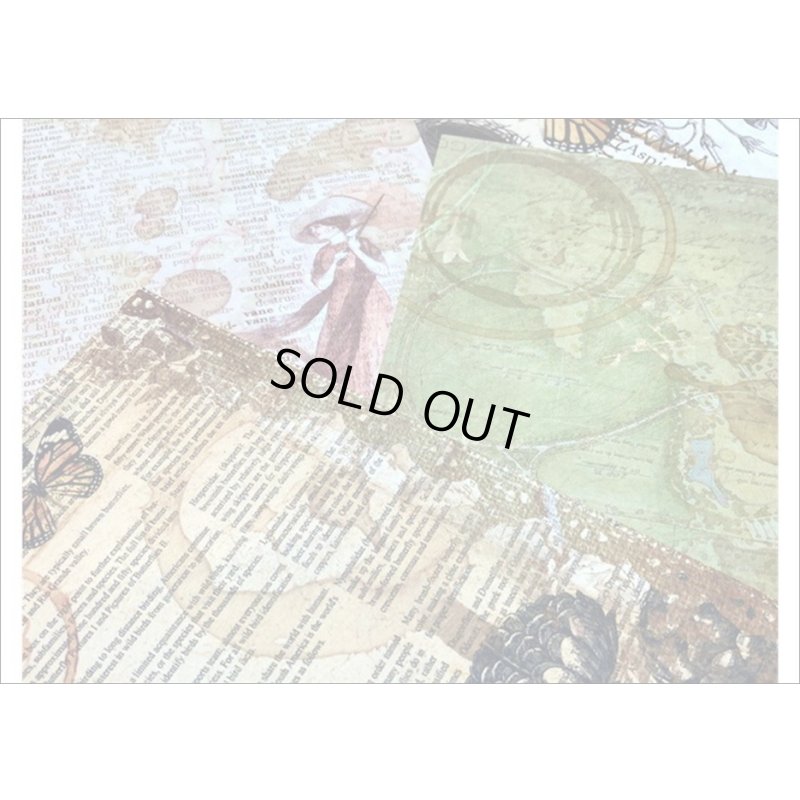 画像3: コーヒー染め風＊2種のペーパーセット＊カプチーノ・バタフライ＊20枚＊海外製