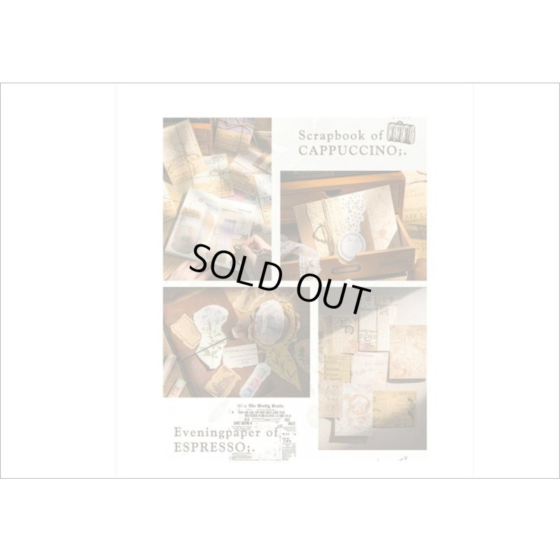 画像17: コーヒー染め風＊2種のペーパーセット＊カプチーノ・バタフライ＊20枚＊海外製